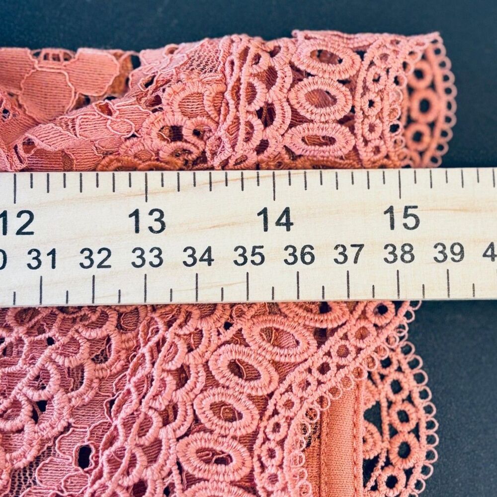 Adiva Crochet Lace Sleeveless Blouse Boho Crochet Scalloped Hem Rust Orange Sz L - Picture 8 of 12